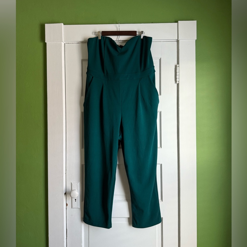 Express Green Sleeveless Jumpsuit With Pockets